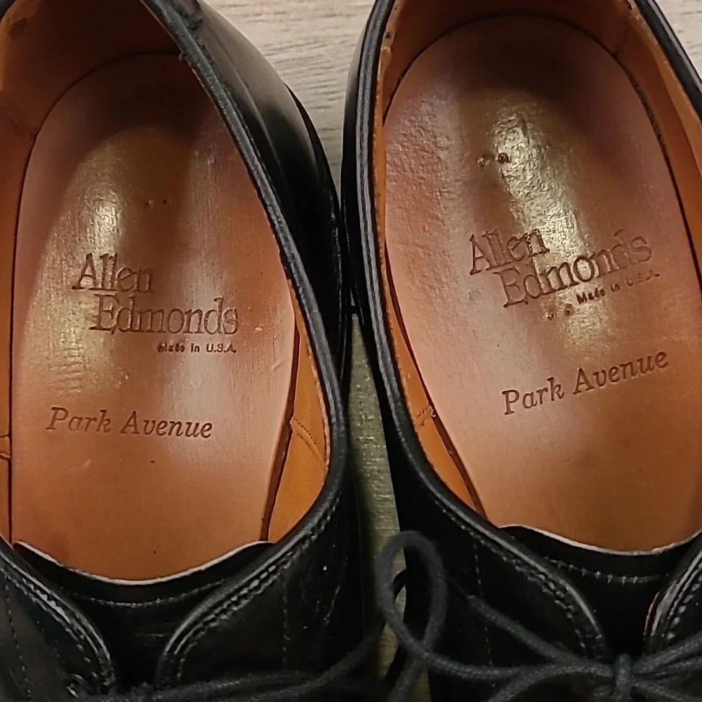 ALLEN EDMONDS Park Avenue‎ Black Leather Cap Toe Sz 11.5 B Mens Dress Shoes